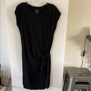 VELVET BY GRAHAM & SPENCER black asymmetrical knit tie tee t-shirt dress M